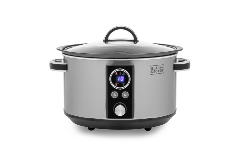 Black+Decker 6.5 Litre Digital Slow Cooker - Silver/Black