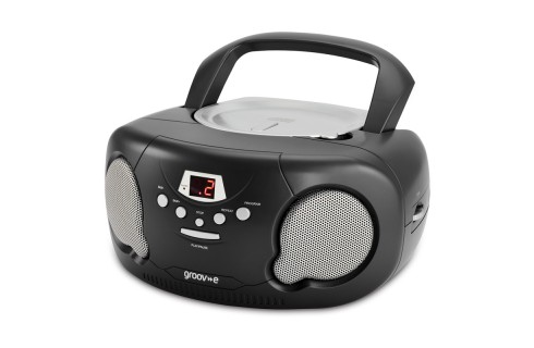 Groov-e Original Boombox Portable CD Player with Radio & Bluetooth- Black