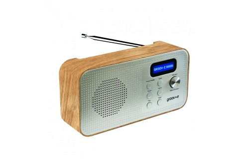 Groov-e Lisbon Portable DAB+ & FM Digital Radio with Bluetooth - Wood Finish
