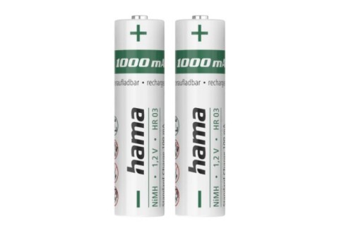 Hama Ready4Power NiMH Rechargeable Batteries, 2x AAA (Micro - HR03) 1000 mAh