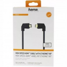 Hama High-speed HDM cable, plug - plug, 90°, Ethernet, gold-plated, 1.5m 