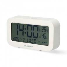 Nedis LCD Digital Desk Alarm Clock - White Nedis LCD Digital Desk Alarm Clock - White