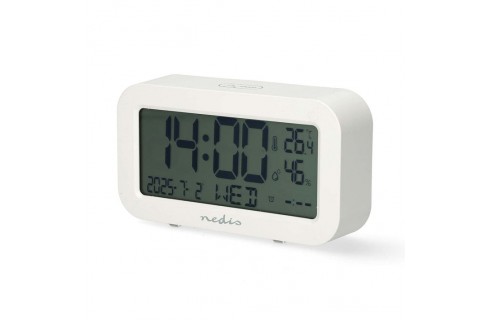 Nedis LCD Digital Desk Alarm Clock - White