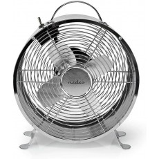 Nedis Retro Desk Fan 9" 25cm , 2-Speed Air Cooler with Carrying Handle - Chrome Nedis Retro Desk Fan 9" 25cm , 2-Speed Air Cooler with Carrying Handle - Chrome