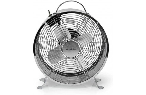 Nedis Retro Desk Fan 9" 25cm , 2-Speed Air Cooler with Carrying Handle - Chrome Nedis Retro Desk Fan 9" 25cm , 2-Speed Air Cooler with Carrying Handle - Chrome