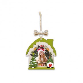 Christmas Wooden House Green Tree Tree Ornament