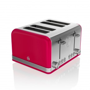 Swan Retro 4 Slice Toaster - Red
