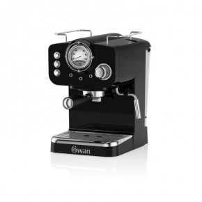 Swan Retro Pump Espresso Coffee Machine - Black