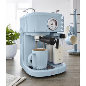 Swan Retro Semi-Automatic Espresso Coffee Machine 1.7L & 20 Bars o/Pressure - Blue
