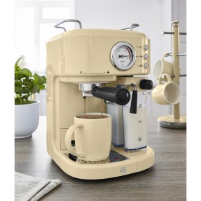 Swan Retro Semi-Automatic Espresso Coffee Machine 1.7L & 20 Bars o/Pressure - Cream