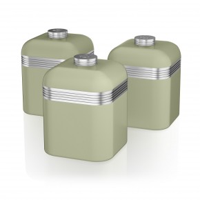 Swan Retro Set of 3 Canister Set - Green