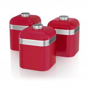 Swan Retro Set of 3 Canister Set - Red