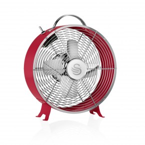 Swan Retro 8" Clock Fan - Red