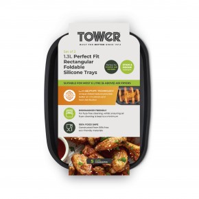 Tower Set of 2 Rectangular Foldable Silicone Trays