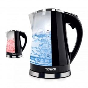 Tower 1.7L LED Colour Changing Kettle - Black Tower 1.7L LED Colour Changing Kettle - Black